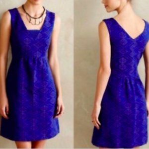Maeve blue jaquard sheath dress